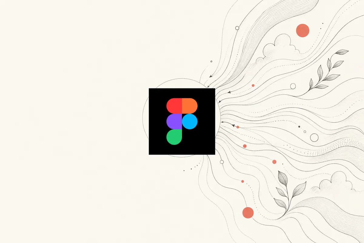 OpenDesign ve Figma Make — bir istemin sahip olduğunuz bir tasarım merkezinde birleşmesini gösteren sıcak kağıt editoryal illüstrasyon